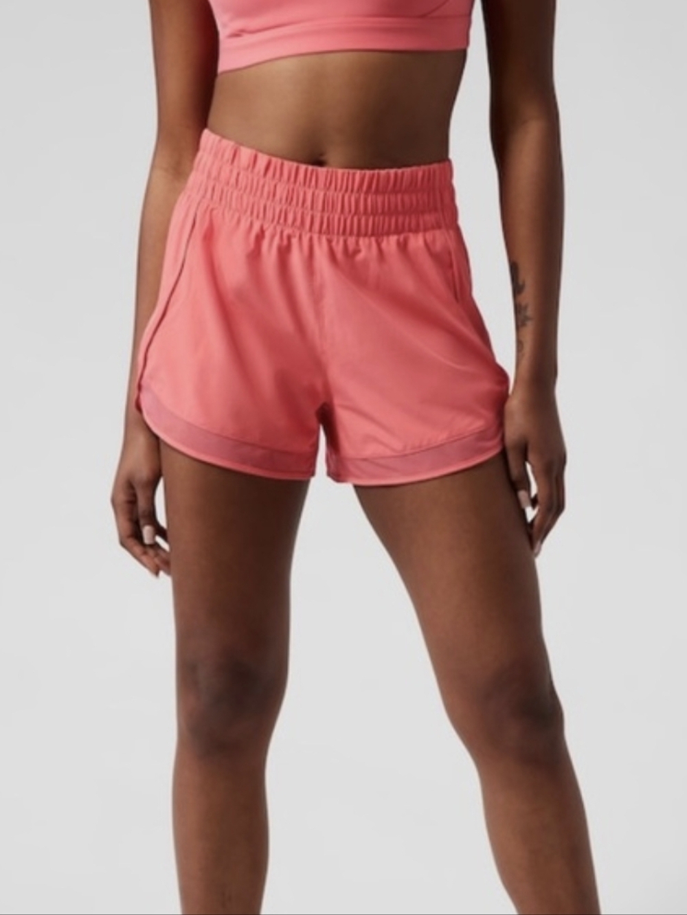 Athleta Shorts High Rise Rise Mesh Racer 3"